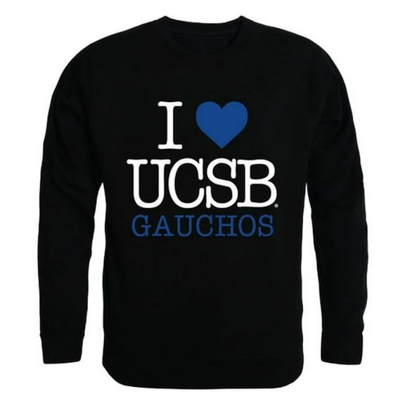 W Republic 552-112-BLK-02 University of California Santa Barbara I Love Crewneck T-Shirt, Black - Medium