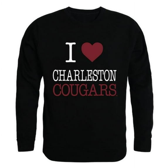 W Republic 552-115-BLK-02 University of Charleston I Love Crewneck T-Shirt, Black - Medium