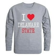 thumbnail image 1 of W Republic 552-120-HGY-04 Delaware State University I Love Crewneck T-Shirt, Heather Grey - Extra Large, 1 of 1