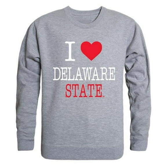 W Republic 552-120-HGY-04 Delaware State University I Love Crewneck T-Shirt, Heather Grey - Extra Large