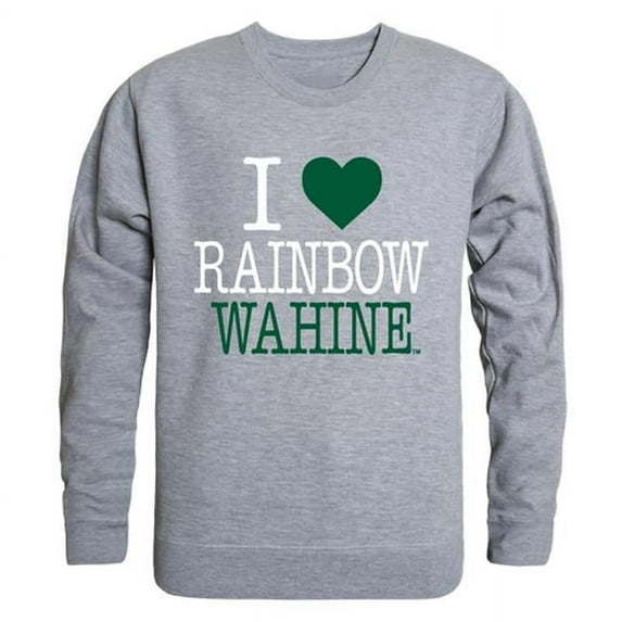 W Republic 552-122-HGY-01 University of Hawaii I Love Crewneck T-Shirt, Heather Grey - Small