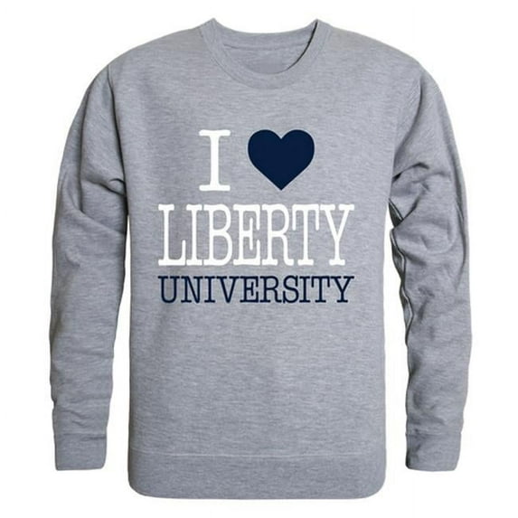 W Republic 552-129-HGY-01 Liberty University I Love Crewneck T-Shirt, Heather Grey - Small