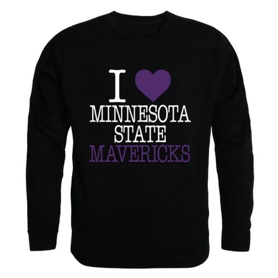 W Republic 552-132-BLK-01 Minnesota State University Mankato Mankato I Love Crewneck T-Shirt, Black - Small