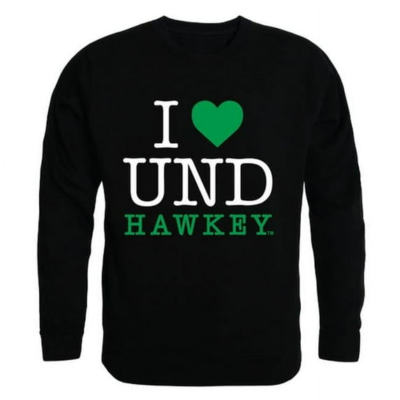 W Republic 552-141-BLK-01 University of North Dakota I Love Crewneck T-Shirt, Black - Small