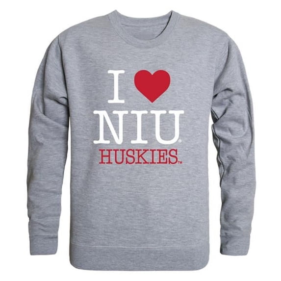 W Republic 552-142-HGY-02 Northern Illinois University I Love Crewneck T-Shirt, Heather Grey - Medium