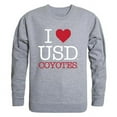 thumbnail image 1 of W Republic 552-148-HGY-01 University of South Dakota I Love Crewneck T-Shirt, Heather Grey - Small, 1 of 1