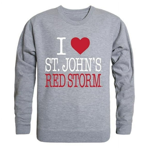 W Republic 552-152-HGY-05 St Johns University I Love Crewneck T-Shirt, Heather Grey - 2XL