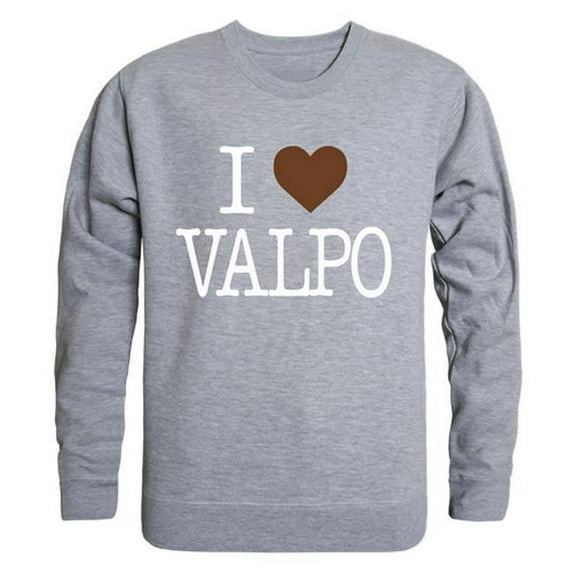W Republic 552-154-HGY-01 Valparaiso University I Love Crewneck T-Shirt, Heather Grey - Small