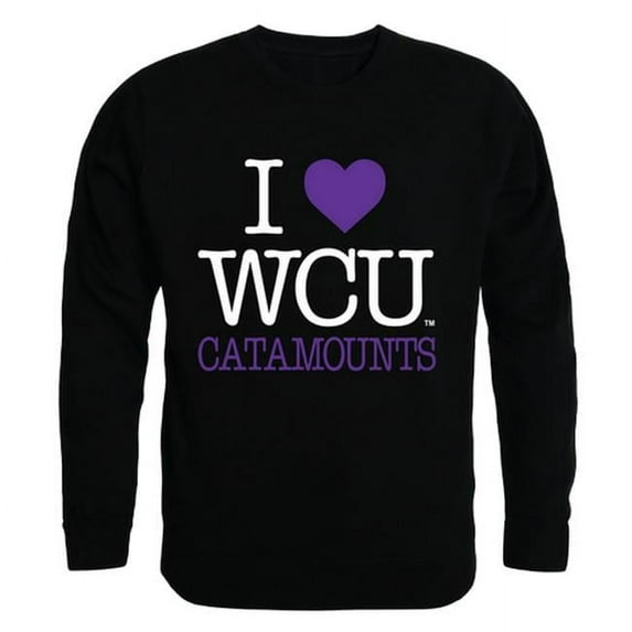 W Republic 552-156-BLK-01 Western Carolina University I Love Crewneck T-Shirt, Black - Small