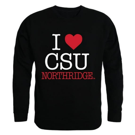 W Republic 552-166-BLK-03 California State University Northridge I Love Crewneck T-Shirt, Black - Large