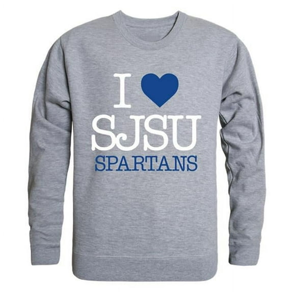 W Republic 552-173-HGY-02 San Jose State University I Love Crewneck T-Shirt, Heather Grey - Medium