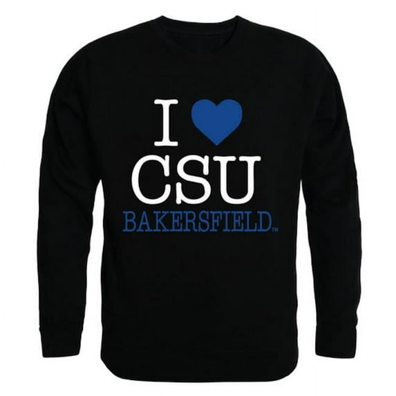 W Republic 552-203-BLK-01 California State University at Bakersfield I Love Crewneck T-Shirt, Black - Small