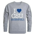 thumbnail image 1 of W Republic 552-203-HGY-04 California State University at Bakersfield I Love Crewneck T-Shirt, Heather Grey - Extra Large, 1 of 1