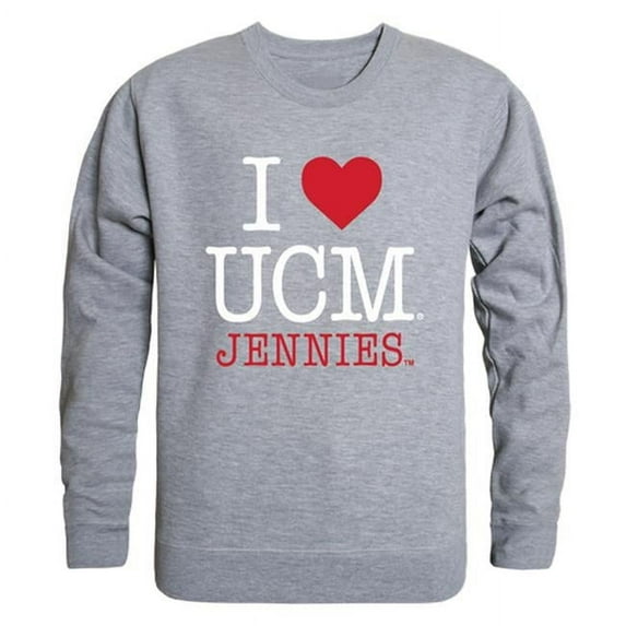 W Republic 552-209-HGY-01 University of Central Missouri I Love Crewneck T-Shirt, Heather Grey - Small