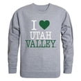 thumbnail image 1 of W Republic 552-210-HGY-01 Utah Valley University I Love Crewneck T-Shirt, Heather Grey - Small, 1 of 1