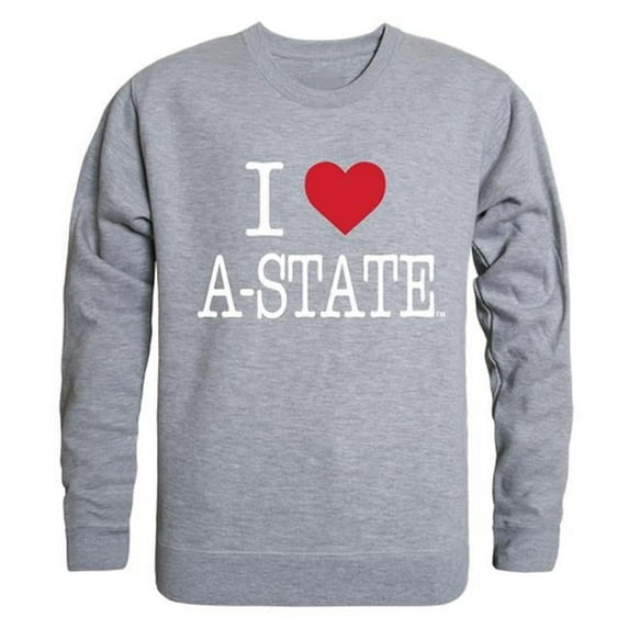 W Republic 552-211-HGY-03 Arkansas State University I Love Crewneck T-Shirt, Heather Grey - Large
