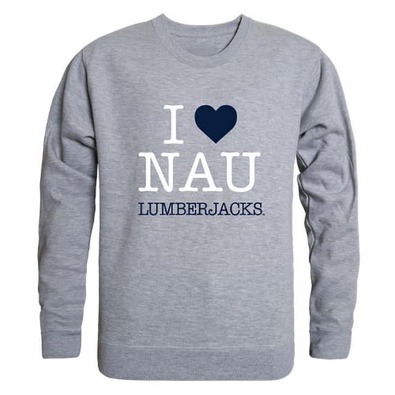 W Republic 552-227-HG2-05 Northern Arizona University Lumberjacks I Love Crewneck Sweatshirt, Heather Grey - 2XL