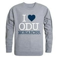 thumbnail image 1 of W Republic 552-228-HGY-03 Old Dominion University I Love Crewneck T-Shirt, Heather Grey - Large, 1 of 1
