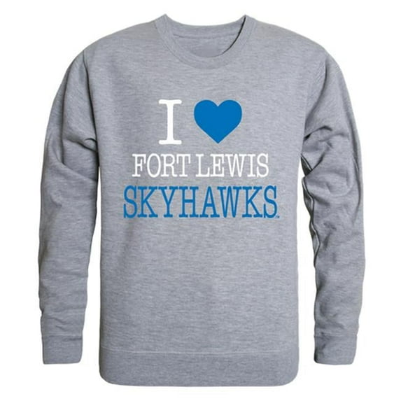 W Republic 552-437-HGY-01 Men Fort Lewis College I Love Crewneck Sweatshirt, Heather Grey - Small