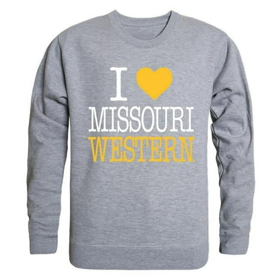 W Republic 552-439-HGY-03 Men Missouri Western State University Griffons I Love Crewneck Sweatshirt, Heather Grey - Large
