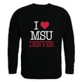 thumbnail image 1 of W Republic 552-542-BLK-04 Metropolitan State University of Denver Roadrunners I Love Crewneck Sweatshirt, Black - Extra Large, 1 of 1
