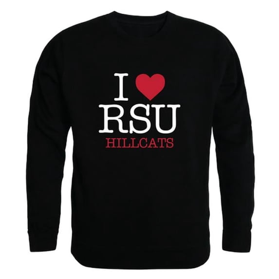 W Republic 552-576-BLK-03 Rogers State University Hillcats I Love Crewneck Sweatshirt, Black - Large