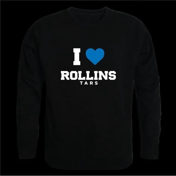 W Republic 552-577-BLK-01 Rollins College Tars I Love Crewneck Sweatshirt, Black - Small