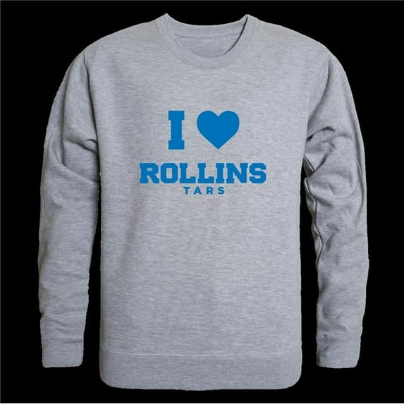 W Republic 552-577-HGY-01 Rollins College Tars I Love Crewneck Sweatshirt, Heather Grey - Small