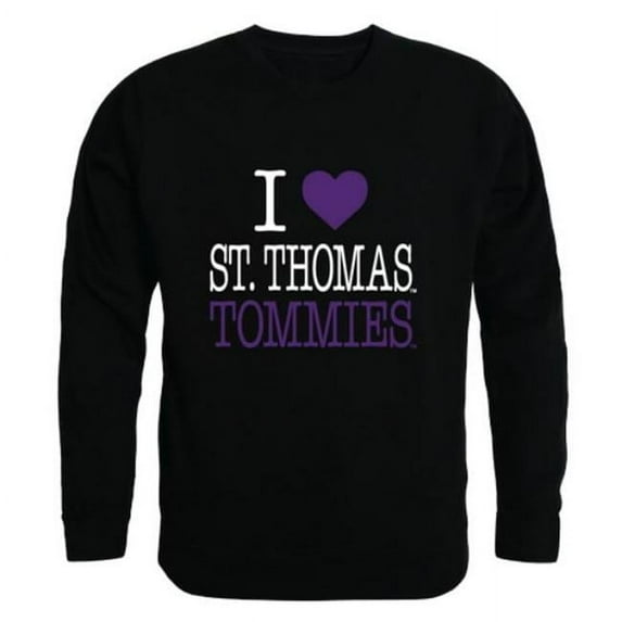 W Republic 552-591-BLK-01 University of St. Thomas Tommies I Love Crewneck Sweatshirt, Black - Small