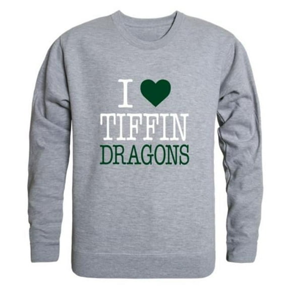 W Republic 552-678-HGY-01 Tiffin University Dragons I Love Crewneck Sweatshirt, Heather Grey - Small