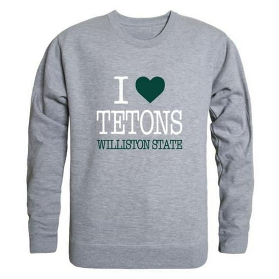 W Republic 552-684-HGY-02 Williston State College Tetons I Love Crewneck Sweatshirt, Heather Grey - Medium