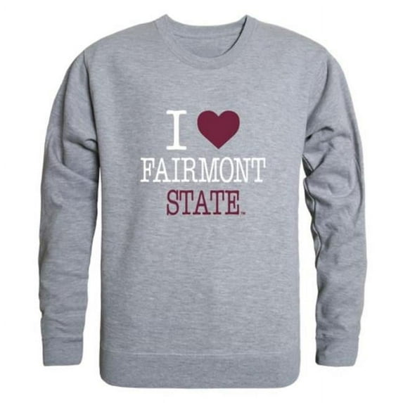 W Republic 552-686-HGY-02 Fairmont State University Falcons I Love Crewneck Sweatshirt, Heather Grey - Medium