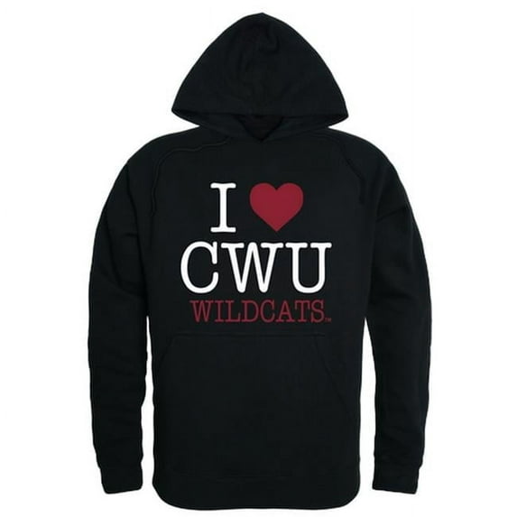 W Republic 553-213-BLK-04 Men Central Washington Wildcats I Love Hoodie, Black - Extra Large