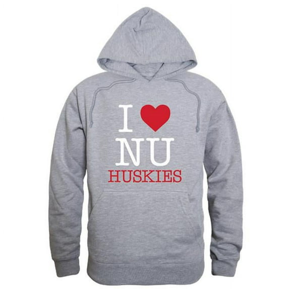 W Republic 553-226-HGY-01 Men Northeastern Huskies I Love Hoodie, Heather Grey - Small