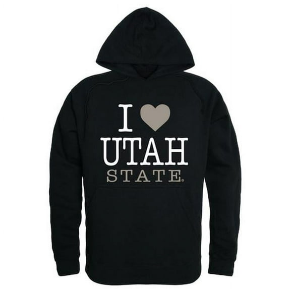 W Republic 553-250-BLK-01 Utah State University Mens I Love Hoodie, Black - Small