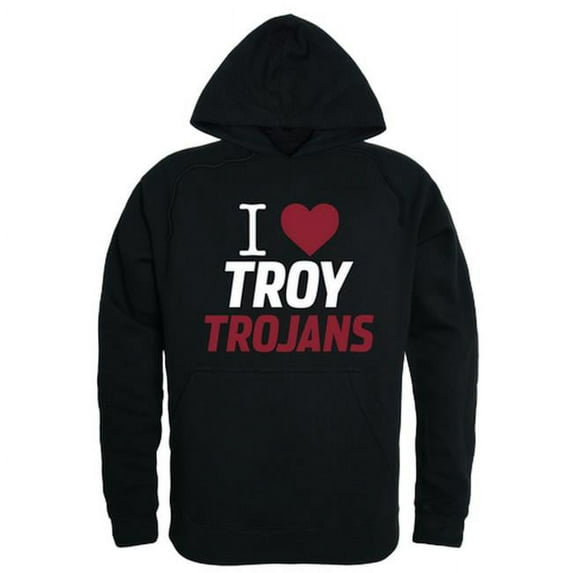 W Republic 553-254-BLK-03 Troy University Mens I Love Hoodie, Black - Large
