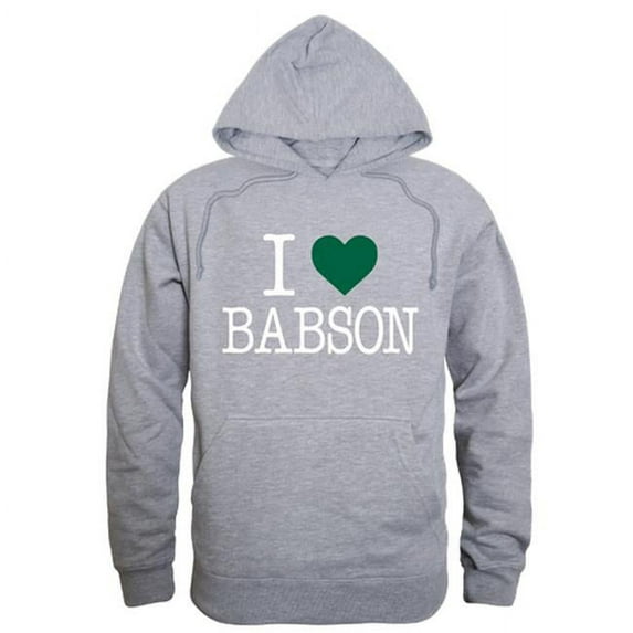 W Republic 553-263-HGY-04 Babson College Mens I Love Hoodie, Heather Gray - Extra Large