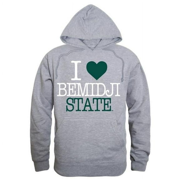 W Republic 553-266-HGY-04 Bemidji State University Mens I Love Hoodie, Heather Gray - Extra Large