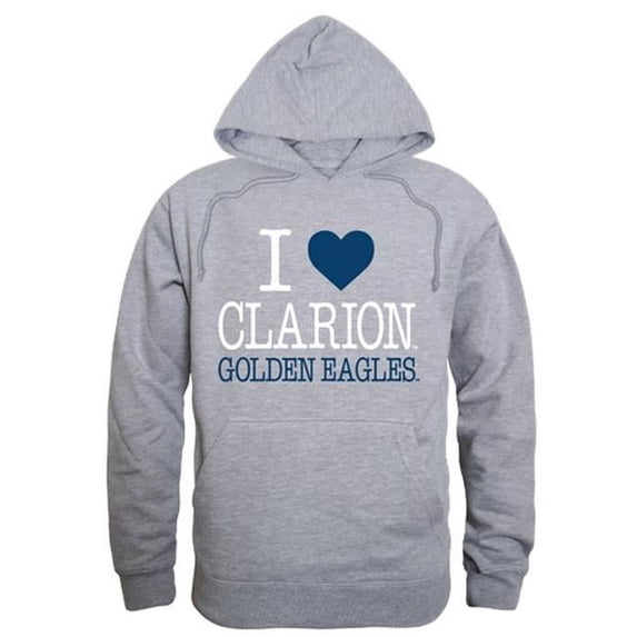 W Republic 553-280-HGY-02 Clarion University of Pennsylvania Mens I Love Hoodie, Heather Gray - Medium