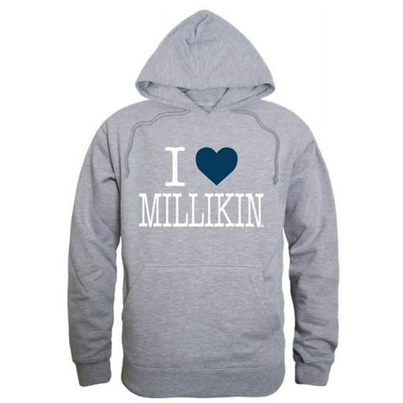 W Republic 553-342-HGY-03 Millikin University I Love Hoodie, Heather Grey - Large
