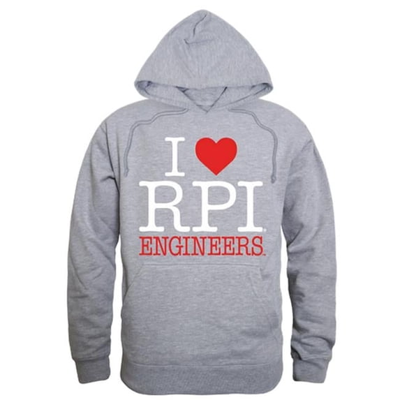 W Republic 553-367-HGY-04 Rensselaer Polytechnic Institute I Love Hoodie, Heather Grey - Extra Large