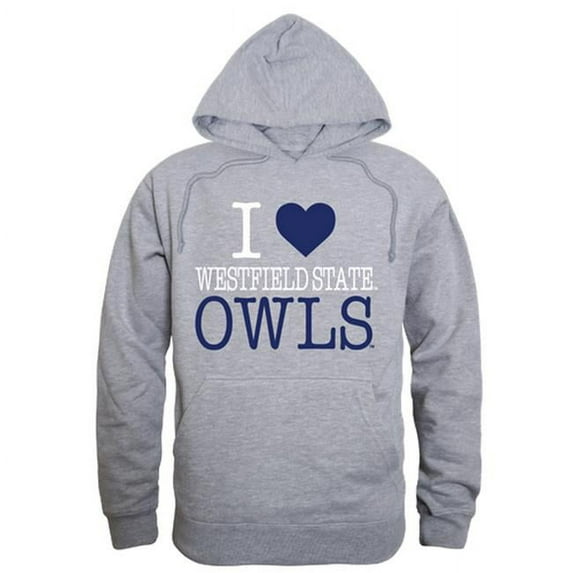 W Republic 553-407-HGY-01 Westfield State University I Love Hoodie, Heather Grey - Small