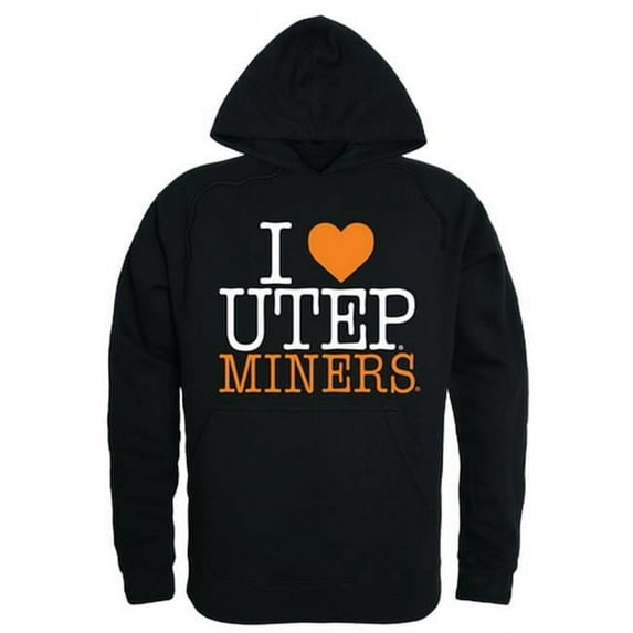 W Republic 553-434-BLK-04 Men Utep Miners I Love Hoodie, Black - Extra Large