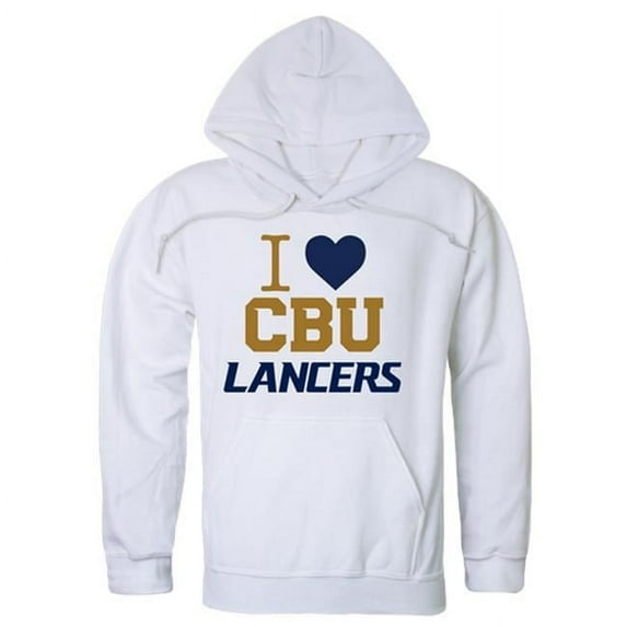 W Republic 553-444-WHT-01 California Baptist University Mens I Love Hoodie, White - Small