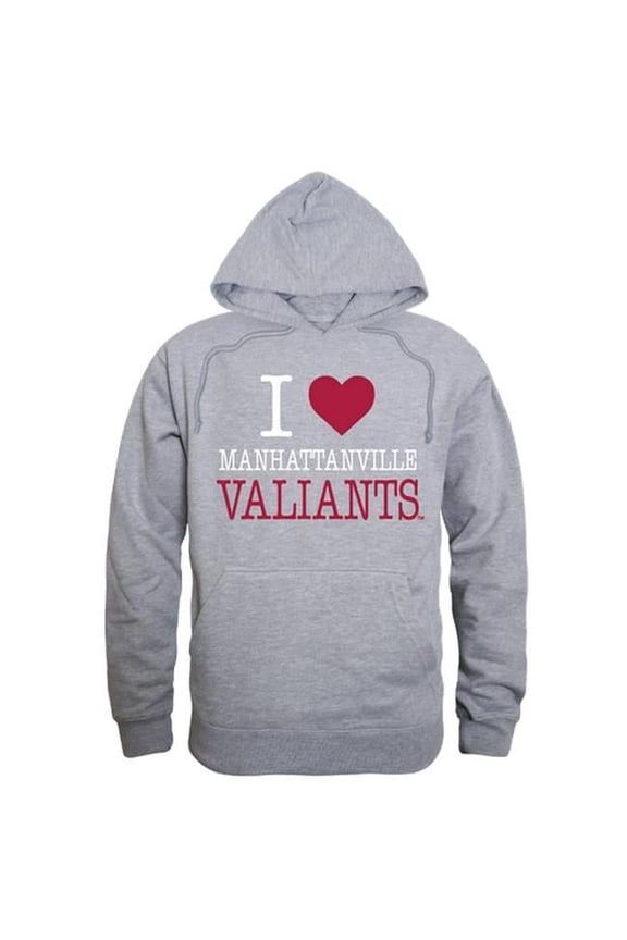 553-454-HGY-03 Manhattanville College Valiants I Love Hoodie, Heather Grey - Large