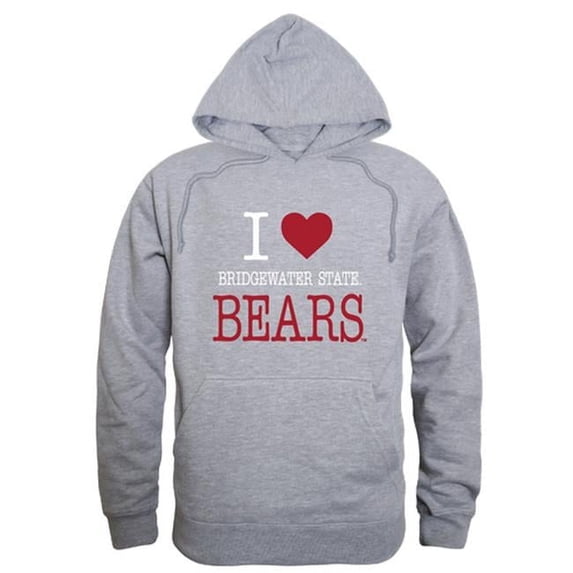 W Republic 553-620-HGY-05 Bridgewater State University Bears I Love Hoodie, Heather Grey - 2XL