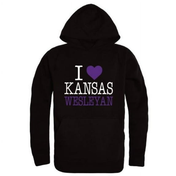 W Republic 553-658-BLK-03 Kansas Wesleyan University Coyotes I Love Hoodie, Black - Large
