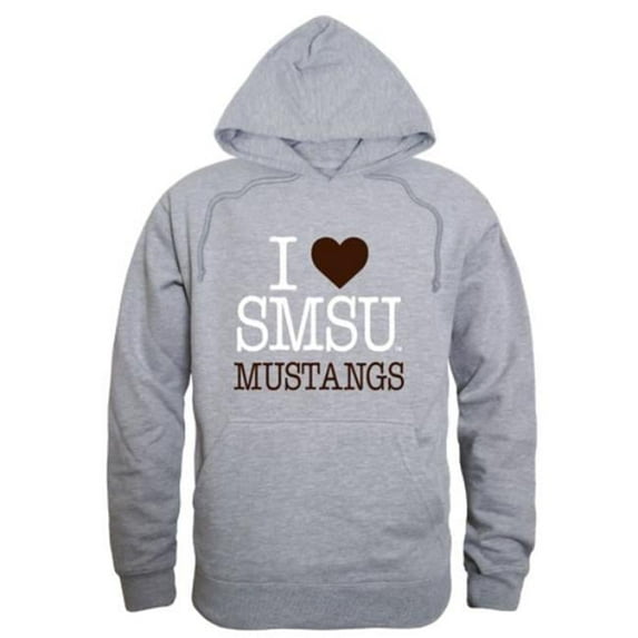 W Republic 553-674-HGY-01 Southwest Minnesota State University Mustangs I Love Hoodie, Heather Grey - Small