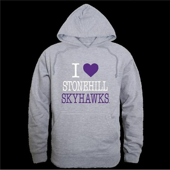 W Republic 553-730-HGY-03 Stonehill College Skyhawks I Love Hoodie, Heather Grey - Large