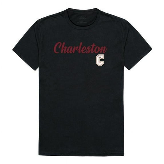 W Republic 554-115-BLK-03 University of Charleston Script T-Shirt, Black - Large